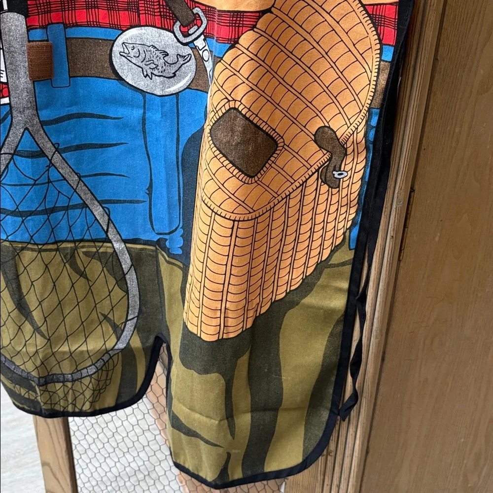 Vintage 1987 Salamander Fisherman Novelty BIb Grilling Apron
